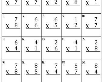 Single Digit Multiplication Worksheets
