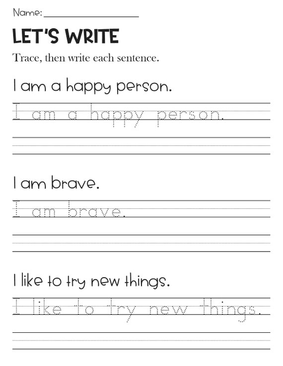 Sentence writing and tracing handwriting practice worksheets ...