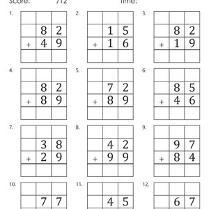 2 Digit Addition With Regrouping Worksheets Etsy 2 Digit Addition With Regrouping Worksheets Etsy