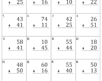 Addition within 100 without Regrouping Worksheets