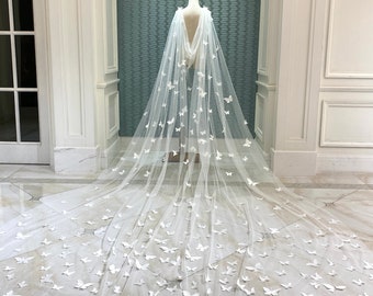 bridal long cape,bridal veil,wedding cape,bridal butterfly cape,cathedral length cape,bridal cape veil,wedding veil,