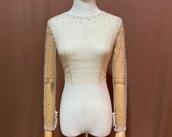 bridal crop top,bridal removable top,bridal tulle jacket,beads top,detachable bridal sleeves,bridal jacket,crystal sleeves,customized top