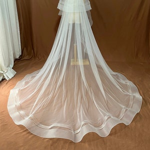 horsehair edge wedding veil, single tier veil, chapel bridal veil,ribbon edge veil,soft veil,bridal weddign veil,simple veil,drop veil