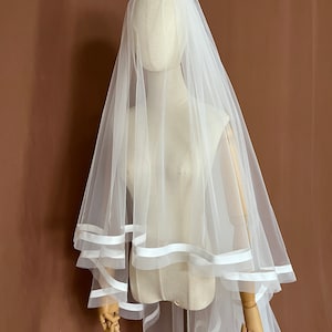 velo de novia, velo de novia, velo de novia con cinta, velo de longitud catedral, velo largo, velo a medida, velo con colorete,