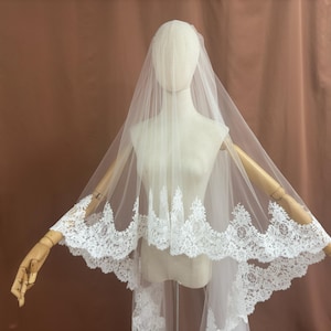 bridal lace trim veil,wedding veil, lace trim veil, cathedral veil, mantilla veil,two tiers veil,blusher veil,sheer veil,drop veil,long veil