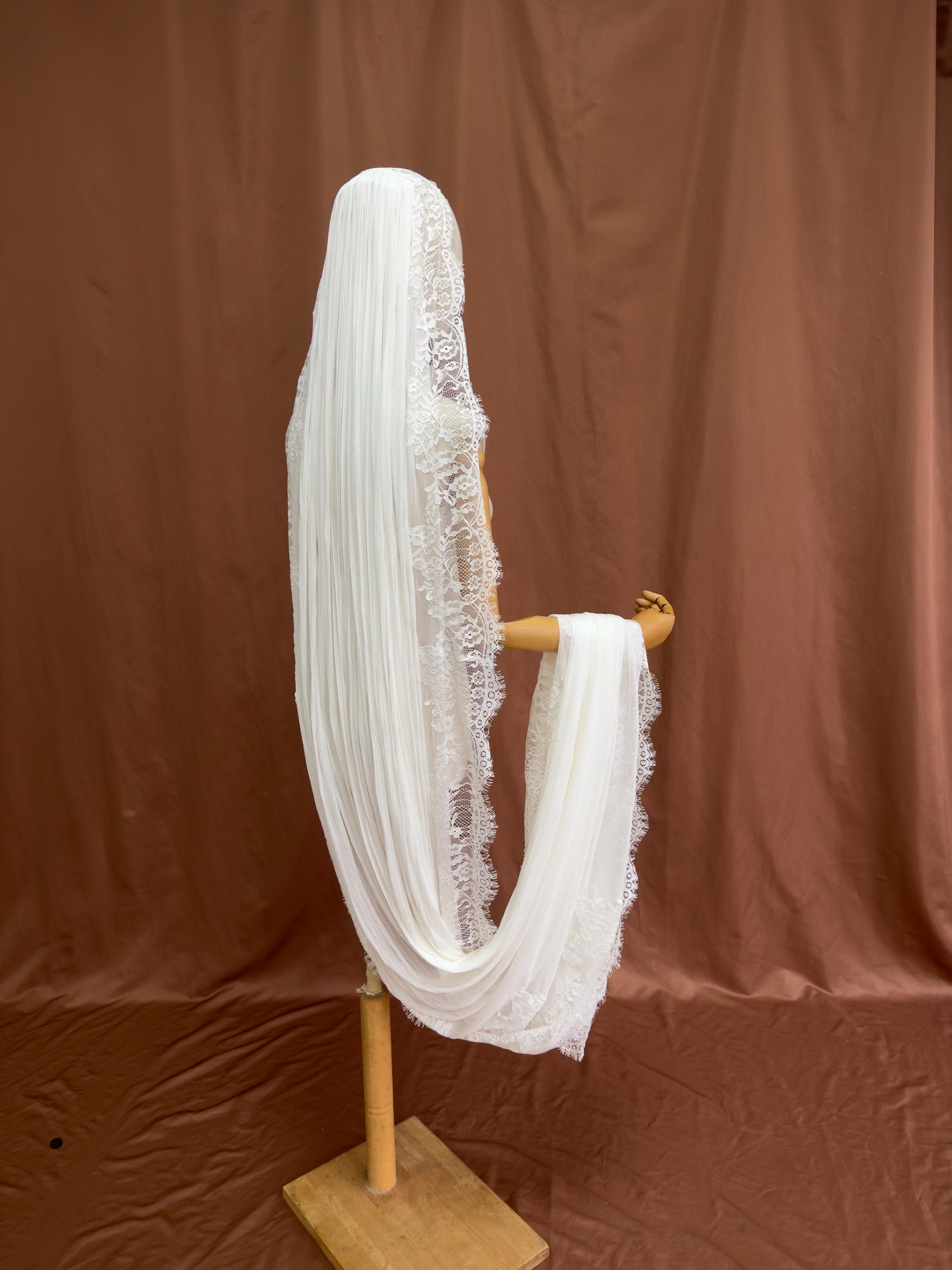 Vintage 70s Wedding Veil 45 inches long Vintage 1970s Wedding Veils - Etsy main image 2