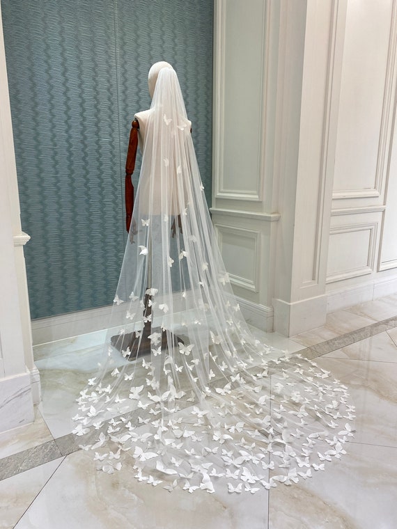 Prosy Bridal Veil 1 Layer Tulle Wedding Cut Edge Round Tail Veil