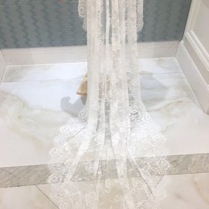 vintage veil,bridal veil,soft lace veil,long veil,cathedral veil,drop veil,one tier veil,bespoke veil,wedding veil,chapel veil,mantilla veil image 4