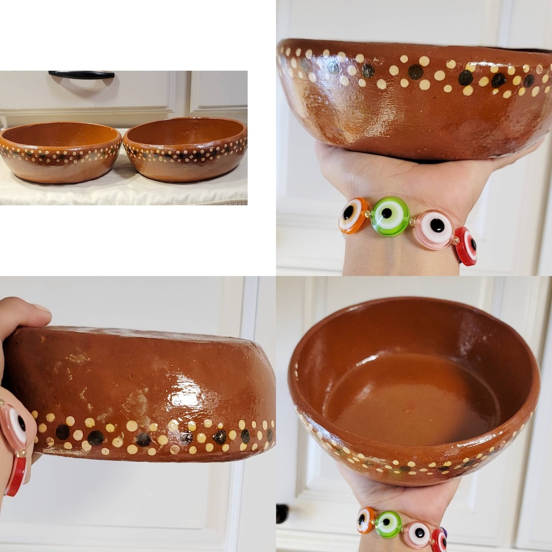 2 Large Clay Pozole Bowls 2 Platos Grandes Pozoleros 2 Terracota Bowls