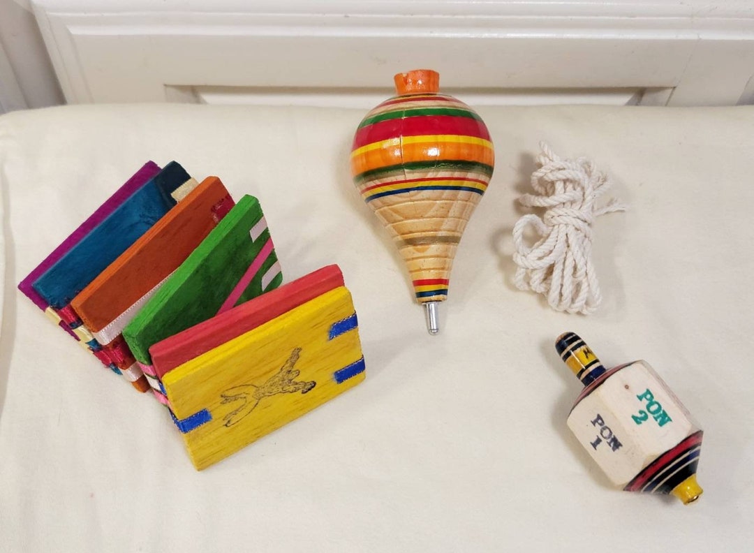 Mexico Traditional Wooden Toys Set of 3 Jugetes De Madera Tradicionales