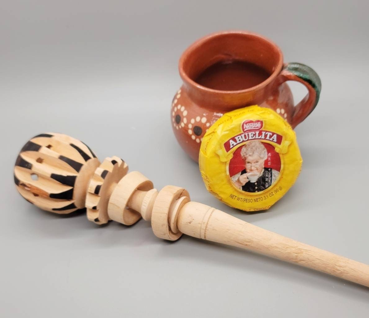 Genuine Traditional Mexican Wooden Handcrafted Molinillo Stirrer Whisk  Frother Hand Mixer for Hot Chocolate, Atole, Champurrado 12 Inches