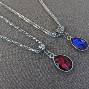 Sapphire and Ruby Gemstone Pendants - Silver Pendant - Cuban Link Chain - Gifts For Her - Gifts For Him - Gemstone - Pendant For Women/Men