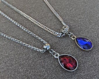 Sapphire and Ruby Gemstone Pendants - Silver Pendant - Cuban Link Chain - Gifts For Her - Gifts For Him - Gemstone - Pendant For Women/Men