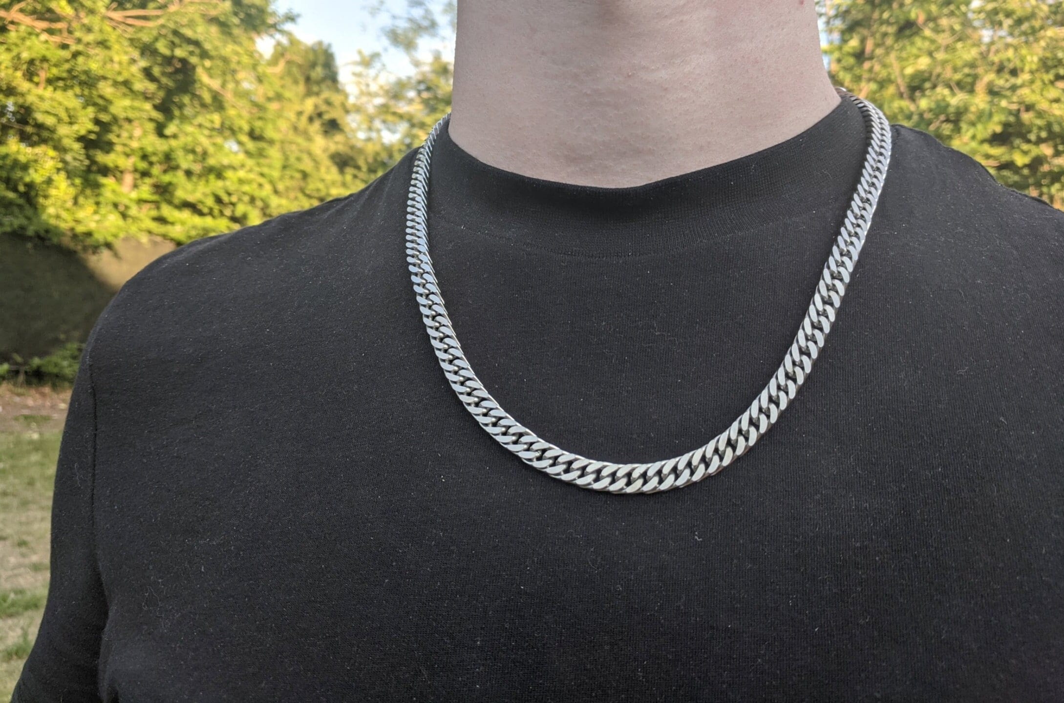 Thick silver on sale link chain