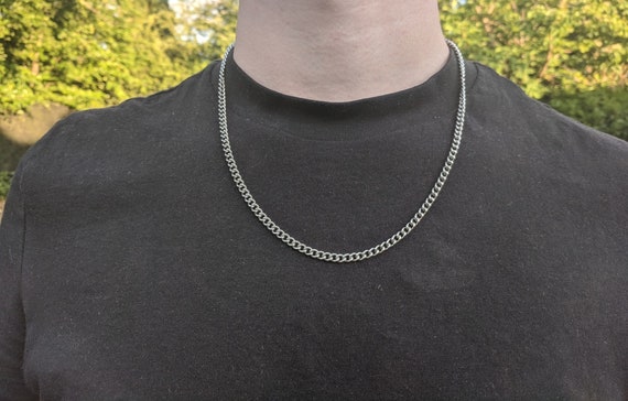 Small Silver Curb Chain 4mm Silver Necklace Slick Chain Men's