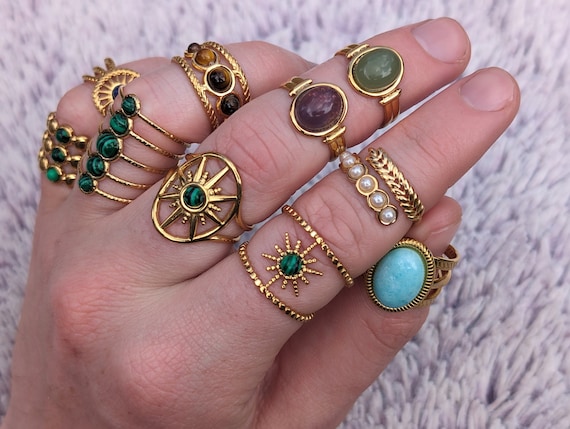 Adjustable 18K Gold Gemstone Rings Chunky Mens Ring Unisex Jewellery Rings Gift for Her Gift for Him Unisex Ring Stackable Ring Etsy Canada