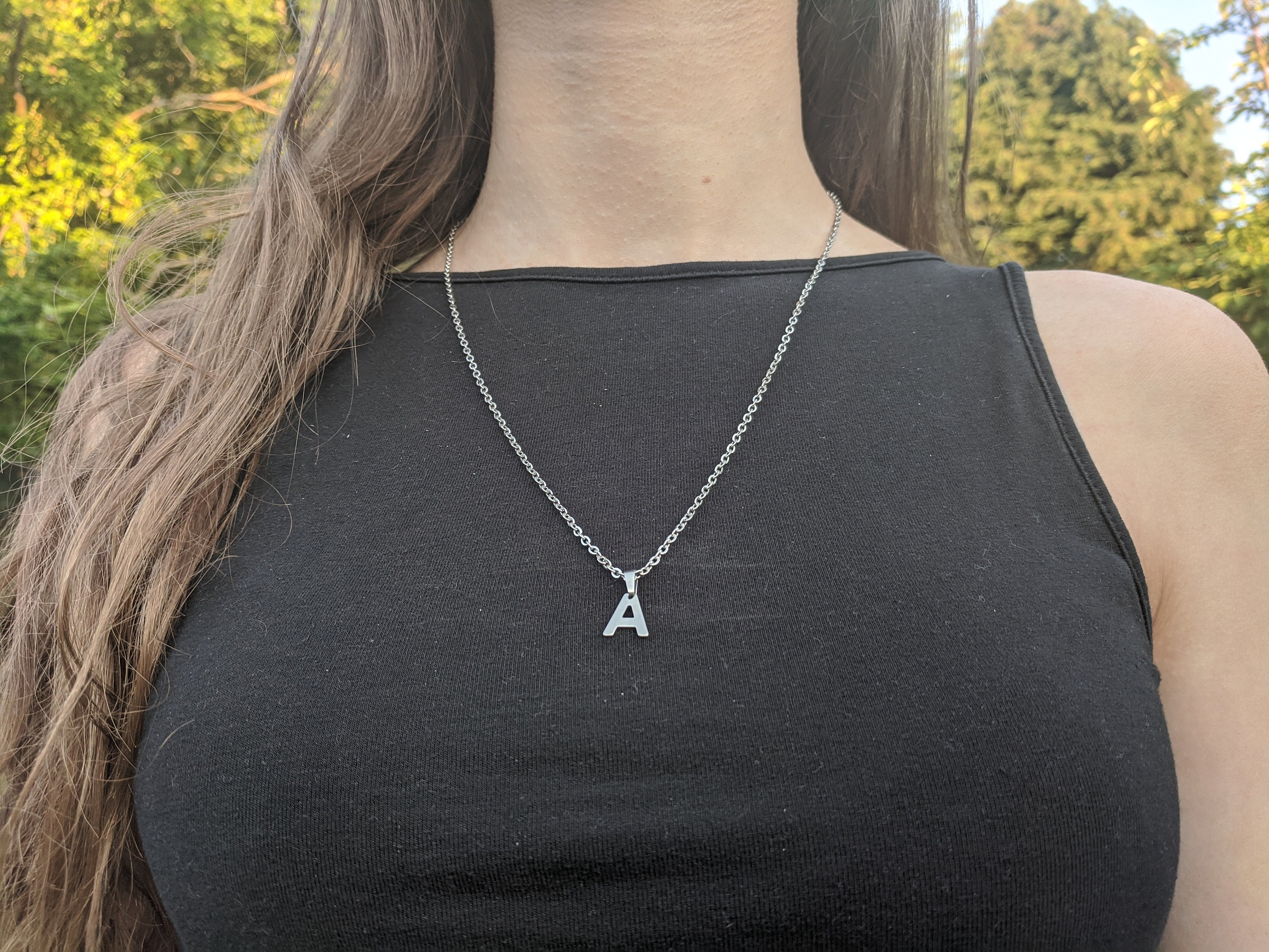 A-Z Letter Pendant Necklace - Silver Pendant Chain A-Z Letter Pendant Necklace - Silver Pendant Chain