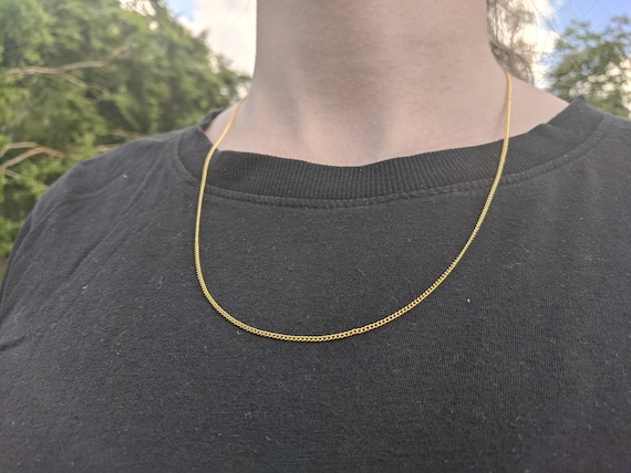Tiny 18K Plated Gold Curb Chain 1.5mm Dainty Gold Necklace Slick