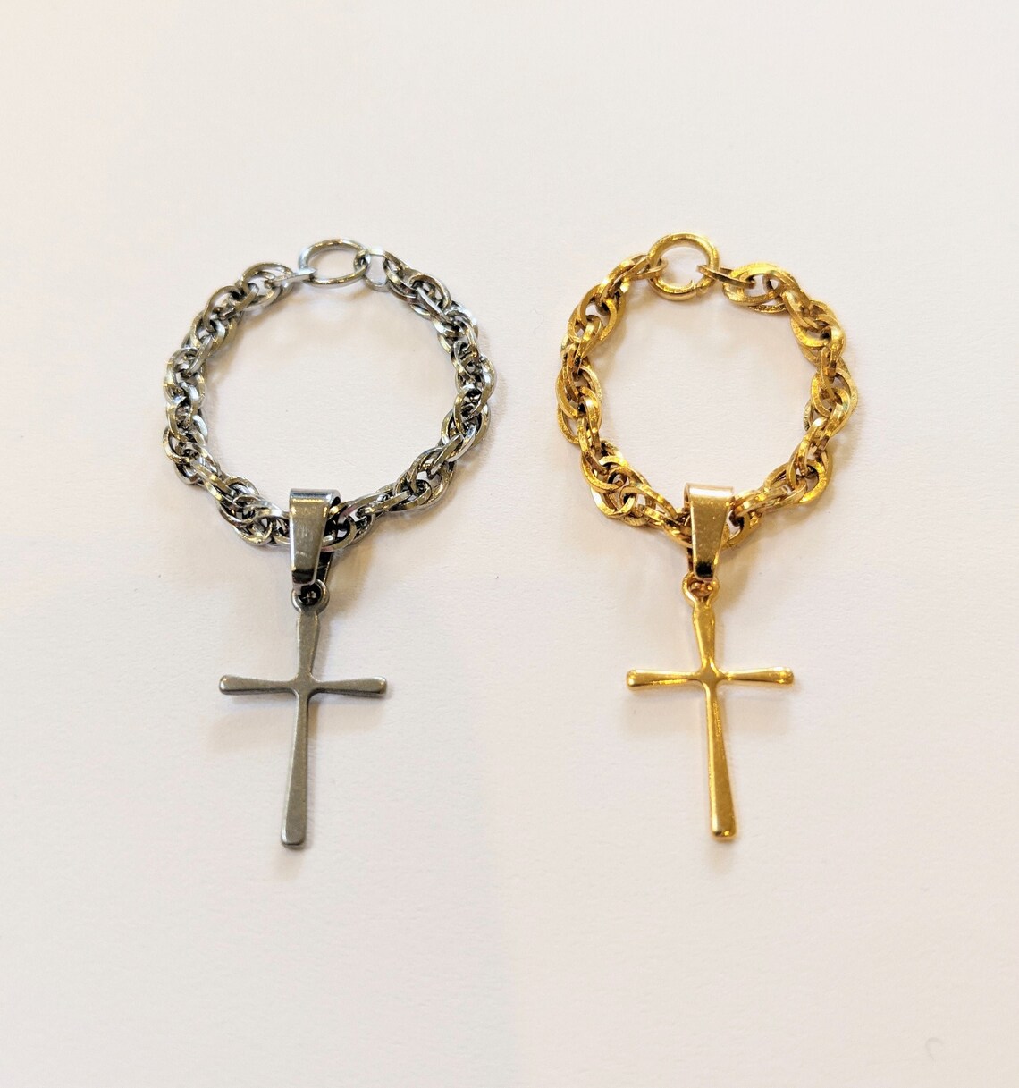 Rope Chain Cross Ring Chain Ring Silver Chain Ring Gold Etsy