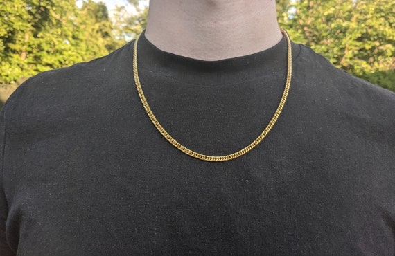 Gold Men's Chain Cuban Link Gold 4mm Chain Necklace Women's Chain