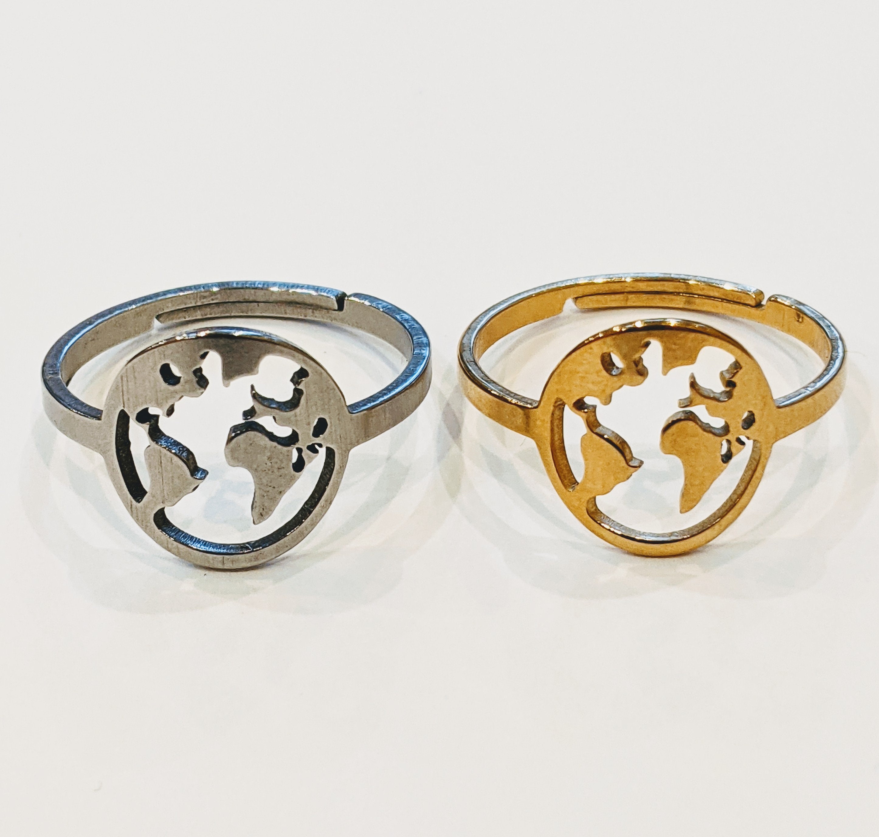 Adjustable World Map Ring Earth Ring Gold/silver Etsy