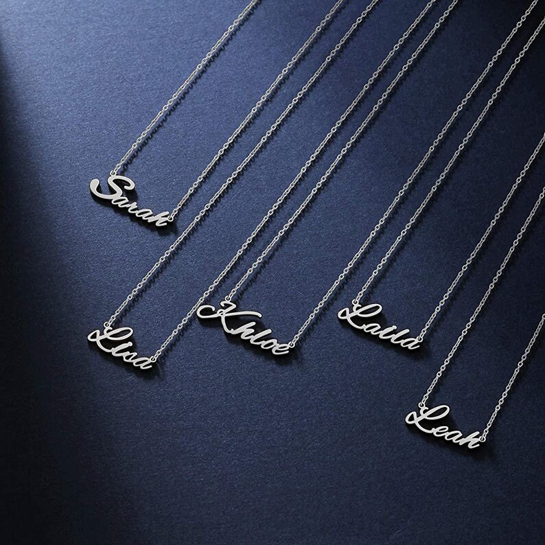 Personalized Sterling Silver Name Necklace,Custom Dainty Nameplate Necklace,Personalized Jewelry,Personalized Mother/'s Day Gift,Gift For Mom