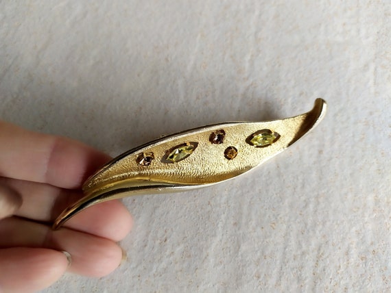 Vintage EMMONS Brooch | Large Gold tone Leaf Brooc