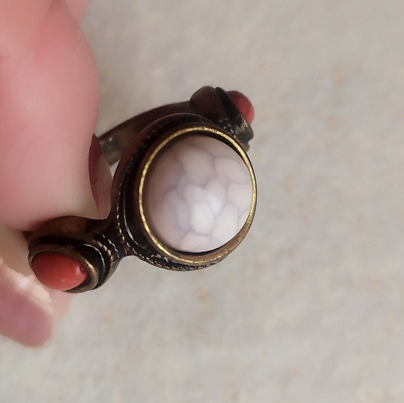 Lot of 3 Vintage Rings 3 Orange Bronze Rings Boho Style 3 Rings Set Size 7 34 US