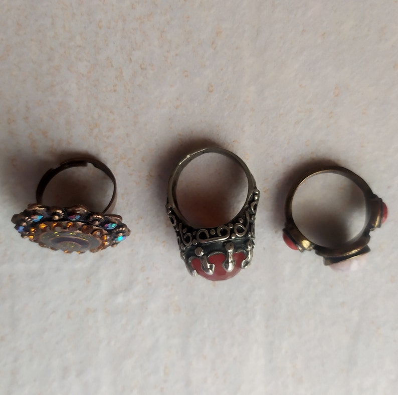 Lot of 3 Vintage Rings 3 Orange Bronze Rings Boho Style 3 Rings Set Size 7 34 US