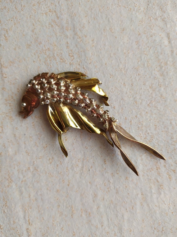 Vintage Large Fish Brooch / Rhinestone Animal Larg