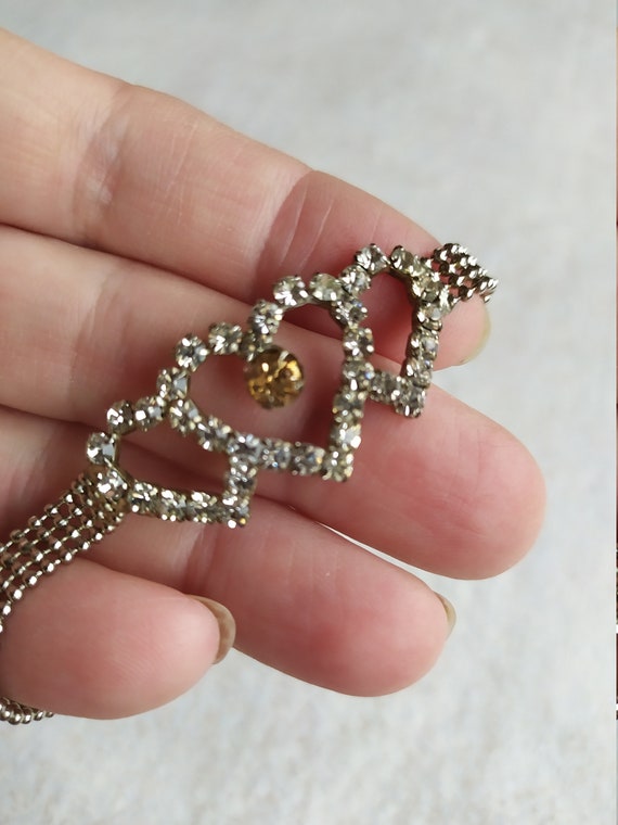 Three Hearts Bracelet Silver tone Chain Hearts Vin
