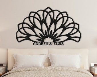 Mandala metalen kunst aan de muur, gepersonaliseerde metalen sticker, half boven bed decor, zoals lotus bloemen ontwerp, aangepast Zen home decor, Namaste stijl