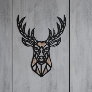 Deer Metal Wall Art with Deri Detaylı, Wildlife Animal Wall Decor, Farmhouse Decoration, Stag Head Decor Leather Wall Sign, Interior Gift