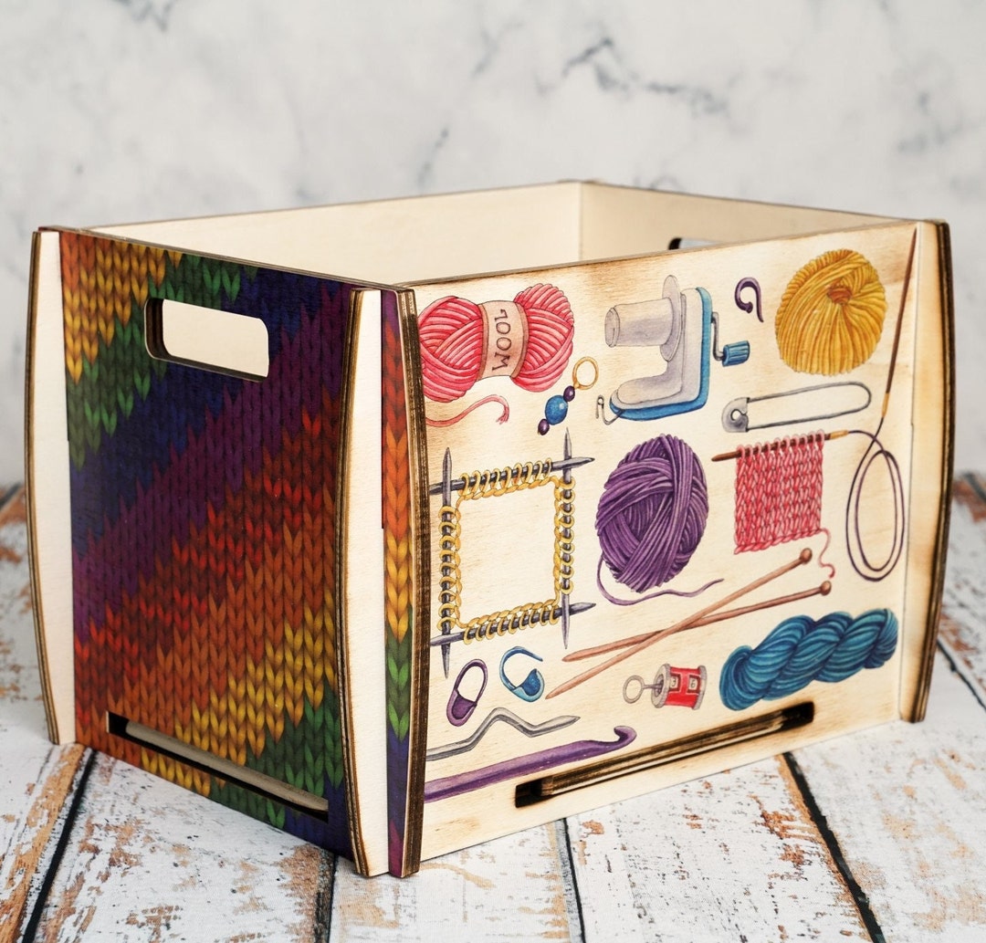 Wooden Storage Box,yarn and Needle Box for Knitting Lovers,home Gift