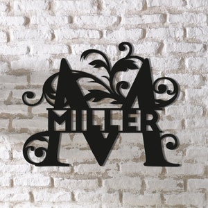 Personalized Metal Monogram Name Sign , Custom Family Last Name Sign ...