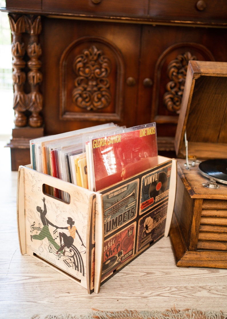 Retro Wooden Records & Magazines Box Vinyl Record Storage Etsy