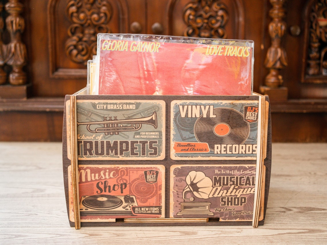 Retro Wooden Records & Magazines Box Vinyl Record Storage Etsy