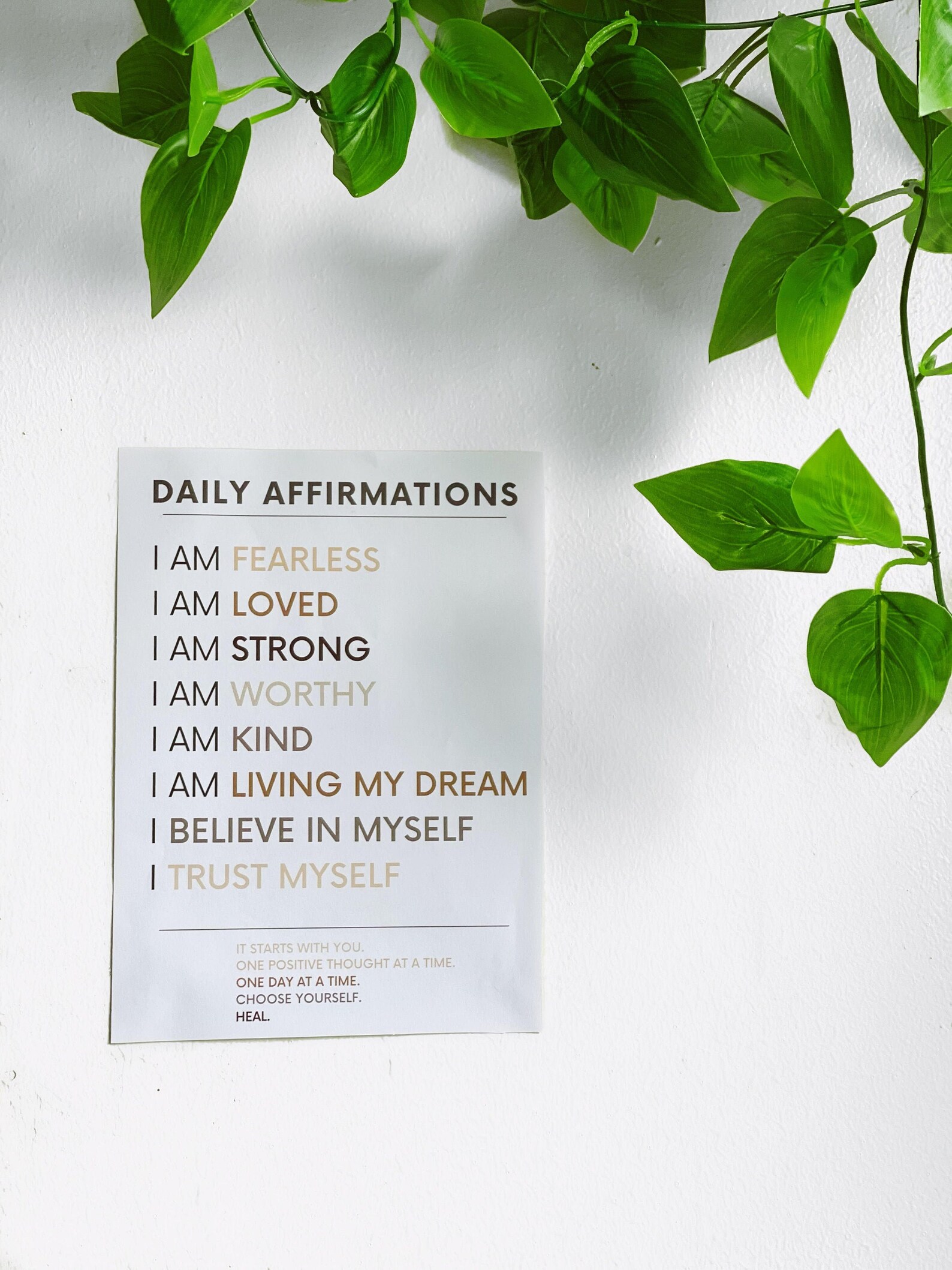 Positive Daily Affirmation Wall Art Digital Download Etsy