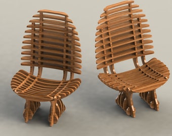 Wooden Chair Vector files for CNC Cutting. dxf, svg, cdr files. Laser, Plasma, Milling