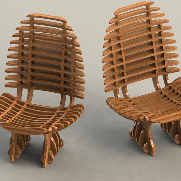 Wooden Chair Vector files for CNC Cutting. dxf, svg, cdr files. Laser, Plasma, Milling