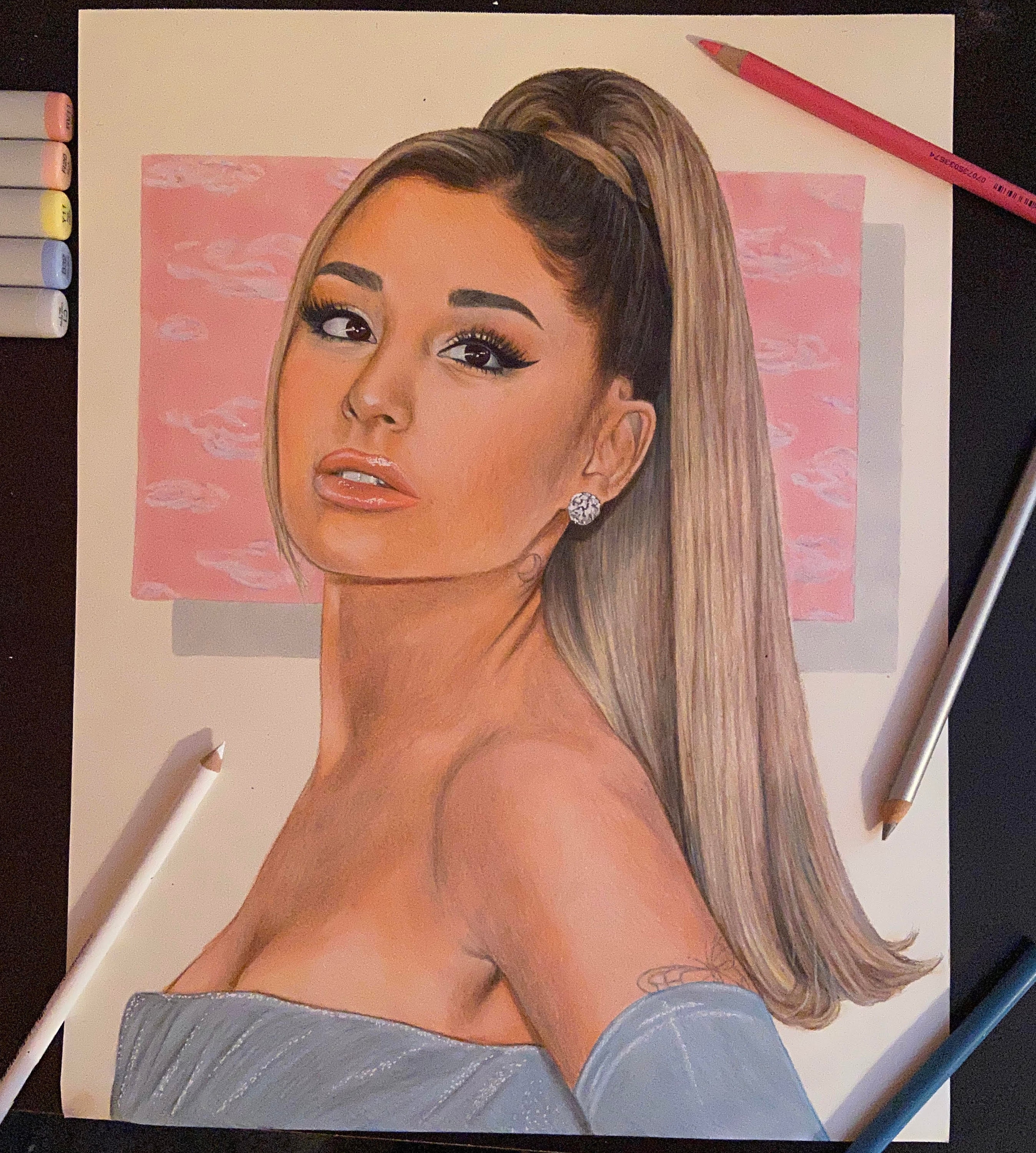 Ariana Grande Pastel pencil Drawing, Original FanART, A3 clients