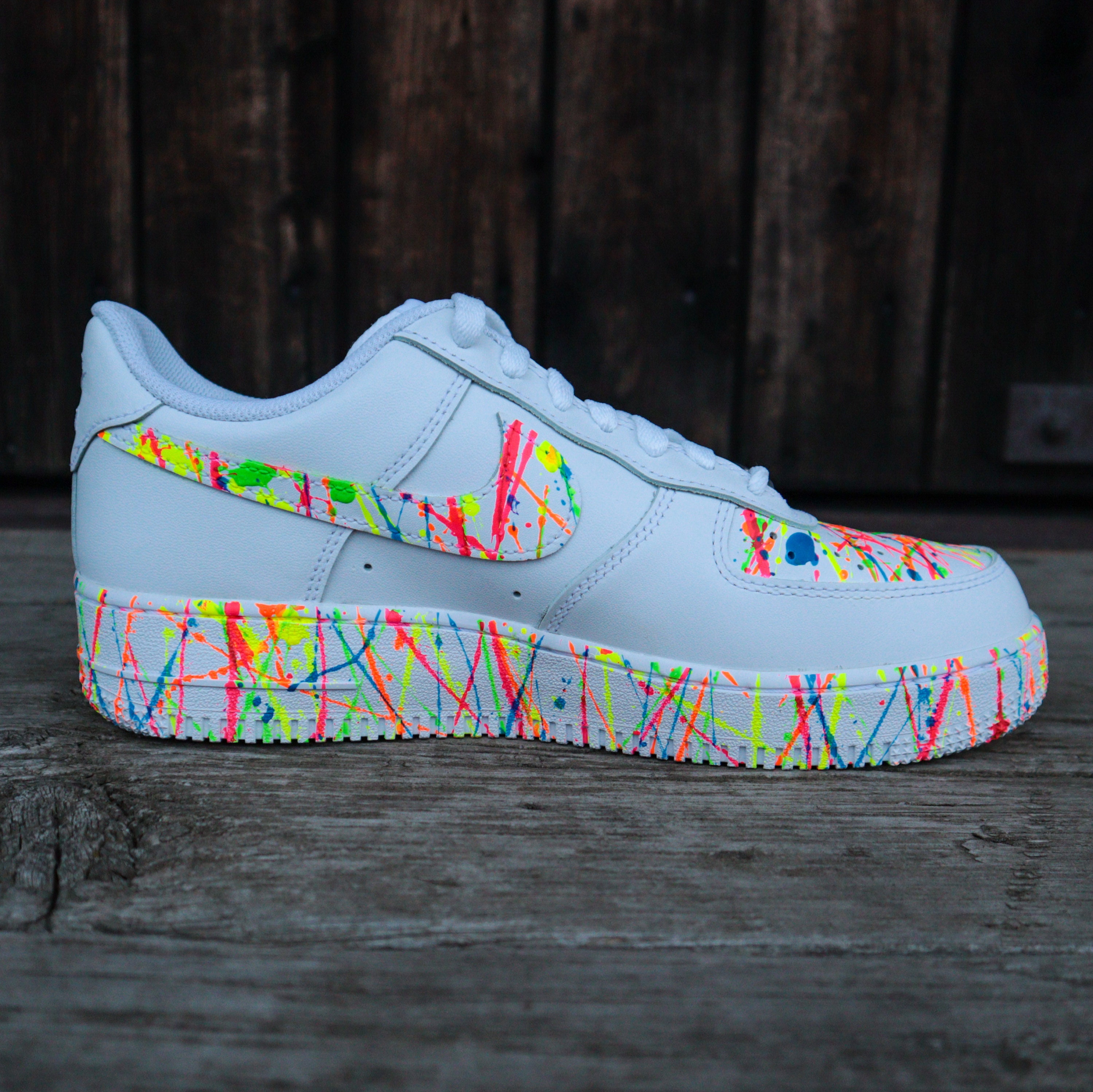 Nike Air Force 1 AF1 Custom explosive Neon White Etsy