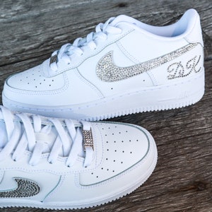 Nike Air Force 1 ( AF1 ) - "Crystal Swoosh Personal" with 2 Crystal Tags and Crystal Initials