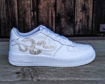 Nike Air Force 1 White Custom 'Lime Green Snakeskin' Edition