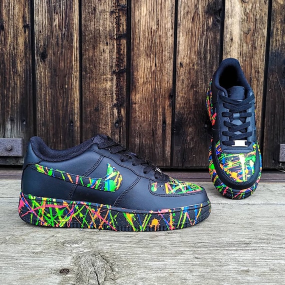 Air Force 1 Custom Neon Splatter Sneakers