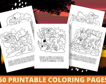 Dinosaurus kleurplaten - 50 afdrukbare dinosaurus kleurplaten voor jongens, tieners en kinderen, dinosaurus verjaardagsfeestje activiteit, jongens verjaardagsfeestje
