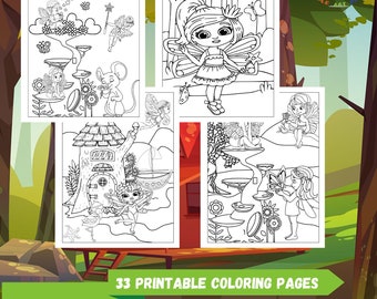 Fairies VOL.1 Coloring Pages -33 Printable Fairy Coloring Pages for Girls, Kids, Princess Birthday Party Activity, Kids Birthday Party