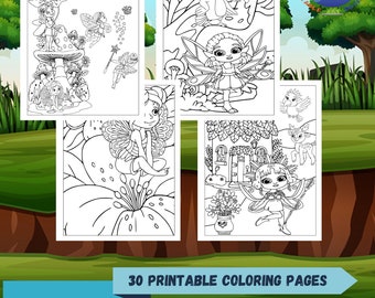 Fairies VOL.2 Coloring Pages -30 Printable Fairy Coloring Pages for Girls, Kids, Princess Birthday Party Activity, Kids Birthday Party