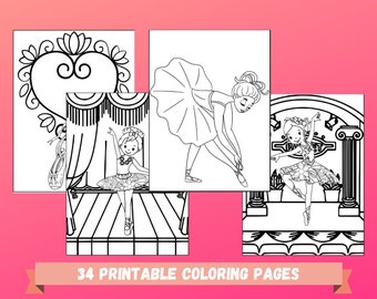 Ballerina Kleurplaten -34 Afdrukbare Ballet Kleurplaten voor meisjes, tieners, kinderen, Prinses Verjaardagsfeestje Activiteit, Kinderverjaardagsfeestje