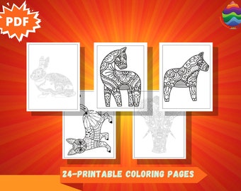 Adult Animal Coloring Pages PDF -24 Printable Animal Mandala Kleurplaten voor volwassenen